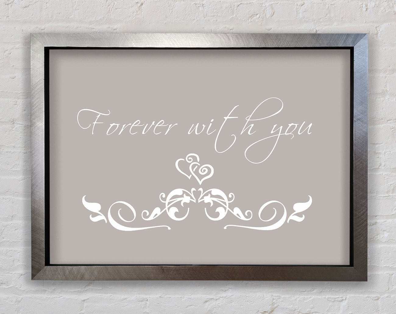 Love Quote Forever With You Beige Framed Print
