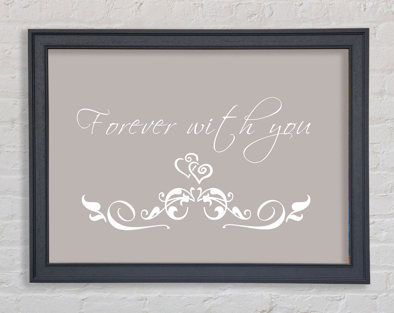 Love Quote Forever With You Beige Framed Print