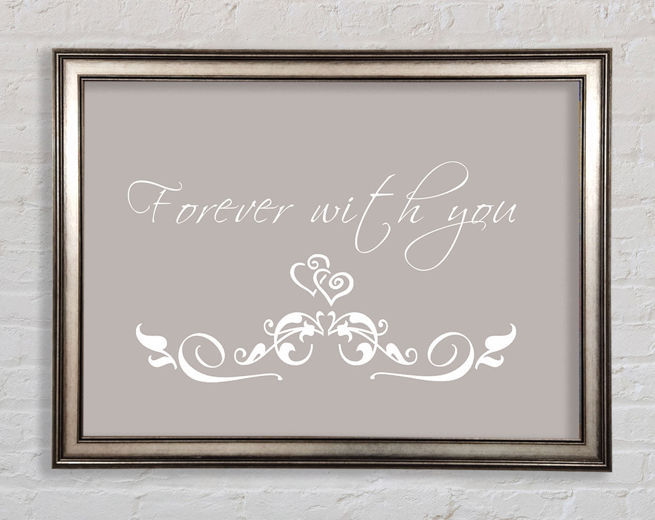 Love Quote Forever With You Beige Framed Print