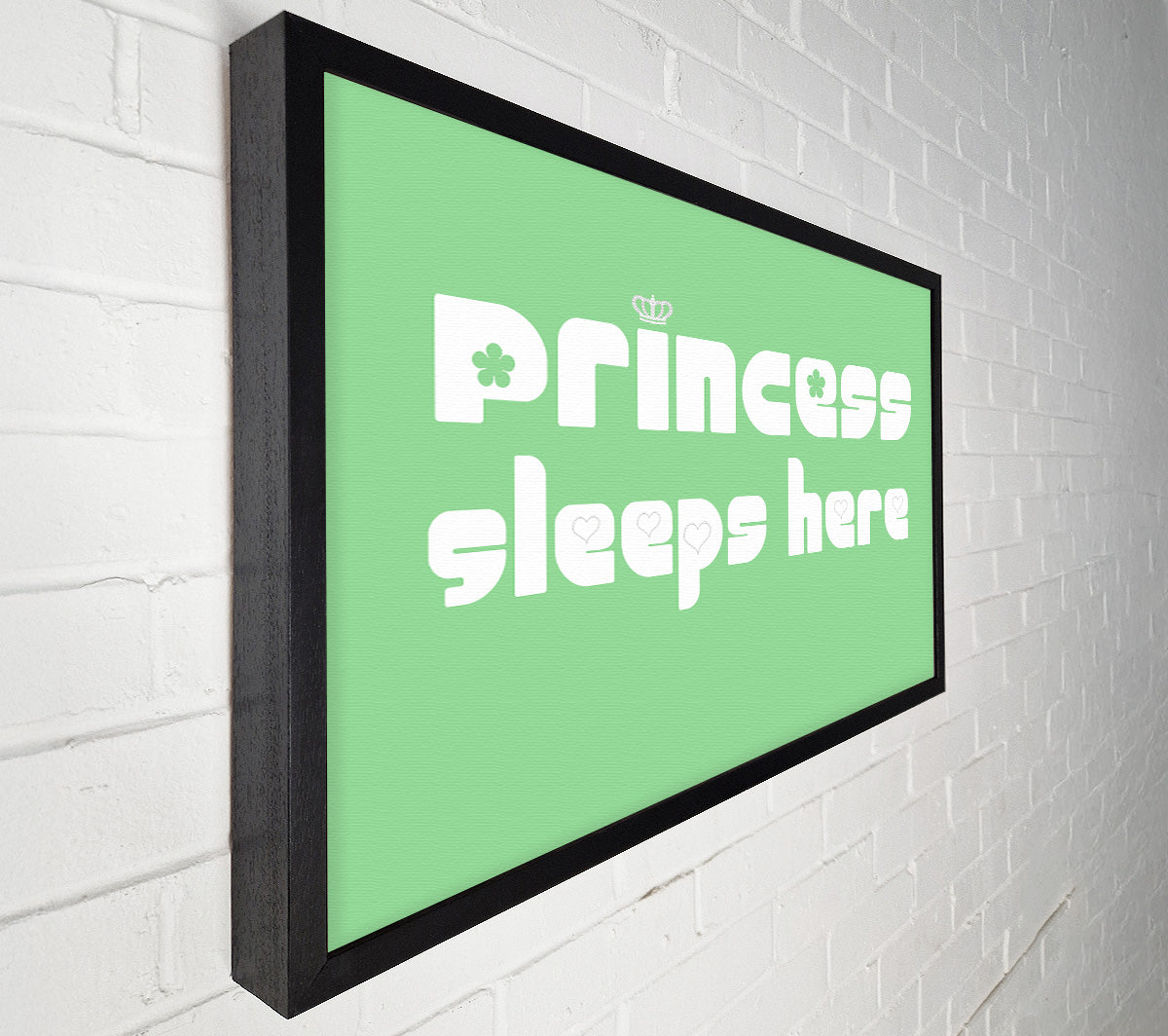 Princesss Sleeps Here 2 Green Canvas Wall Art