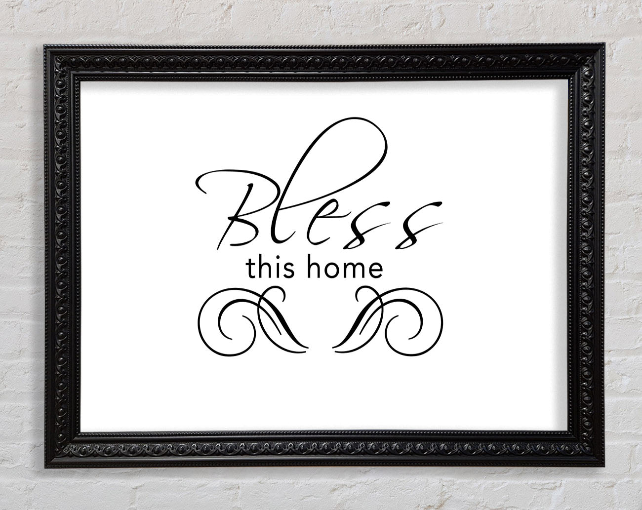 Home Quote Bless This Home White Framed Print