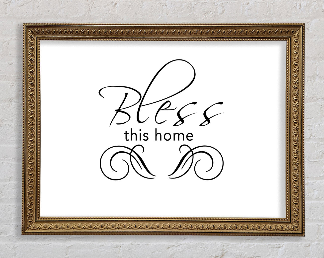 Home Quote Bless This Home White Framed Print