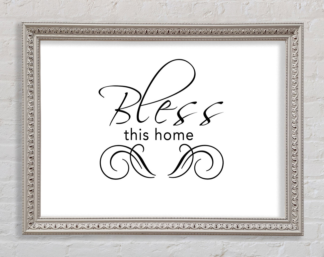 Home Quote Bless This Home White Framed Print