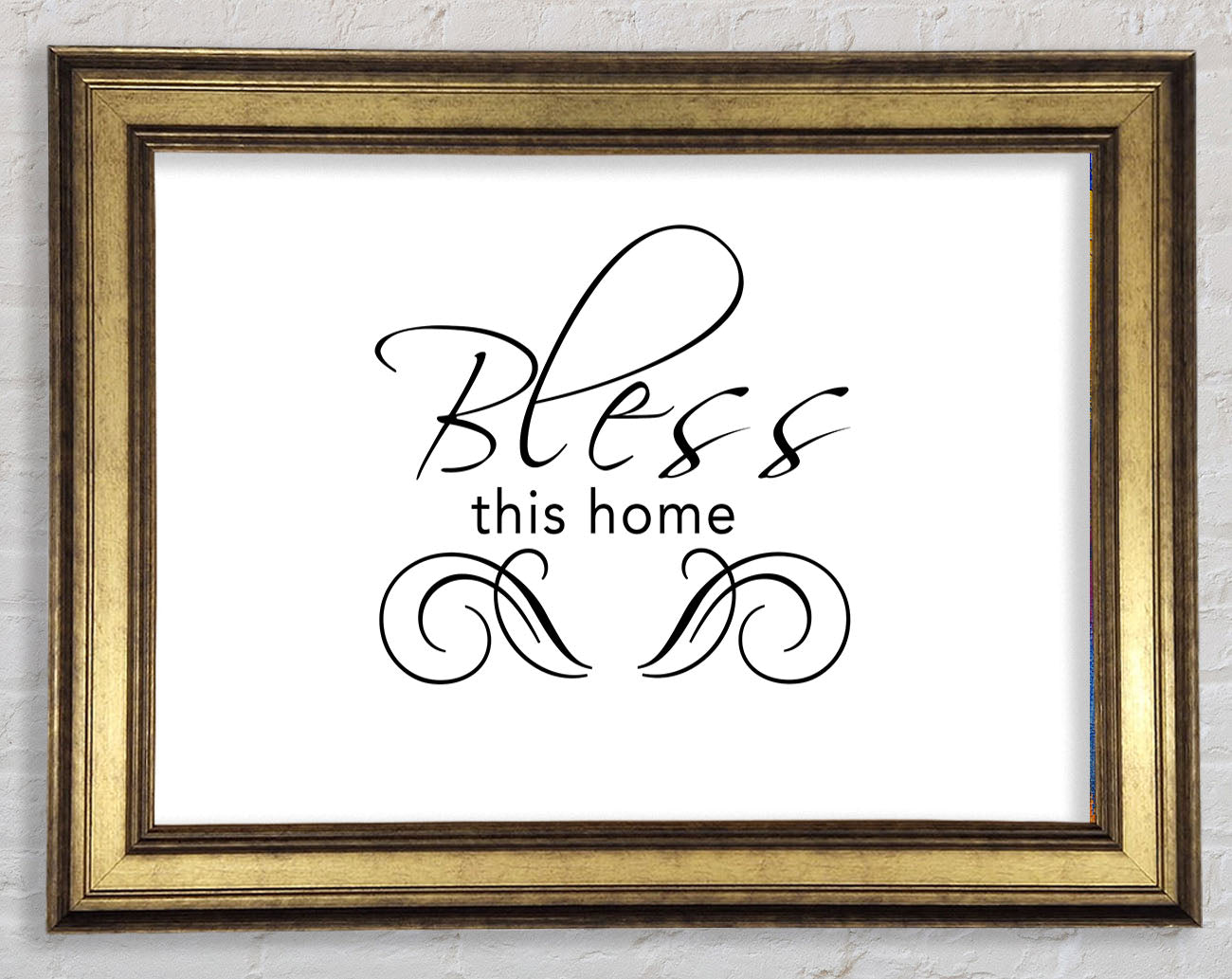 Home Quote Bless This Home White Framed Print