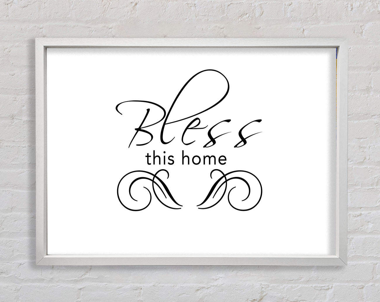Home Quote Bless This Home White Framed Print