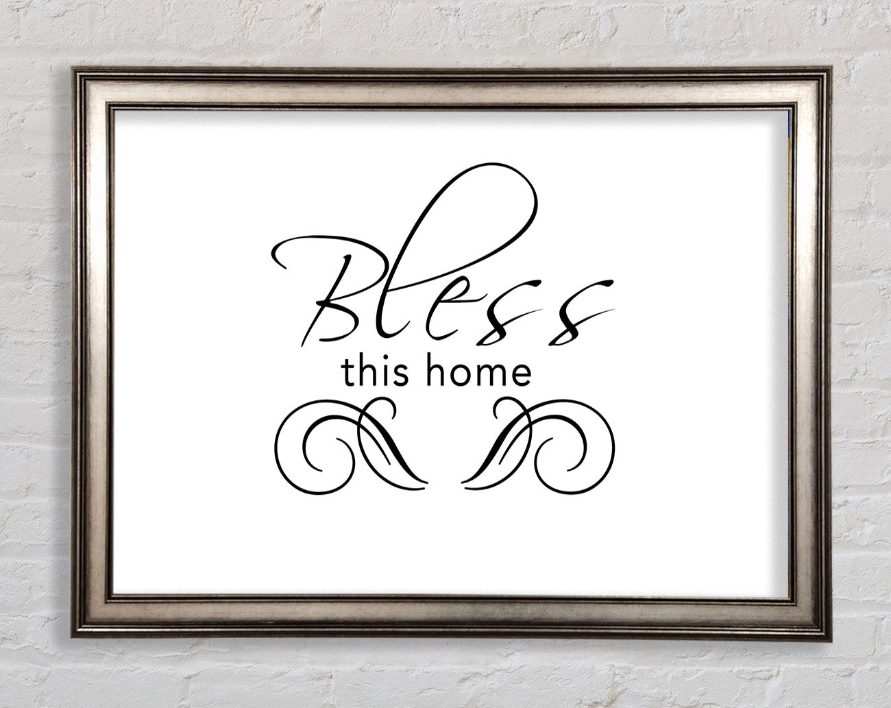 Home Quote Bless This Home White Framed Print