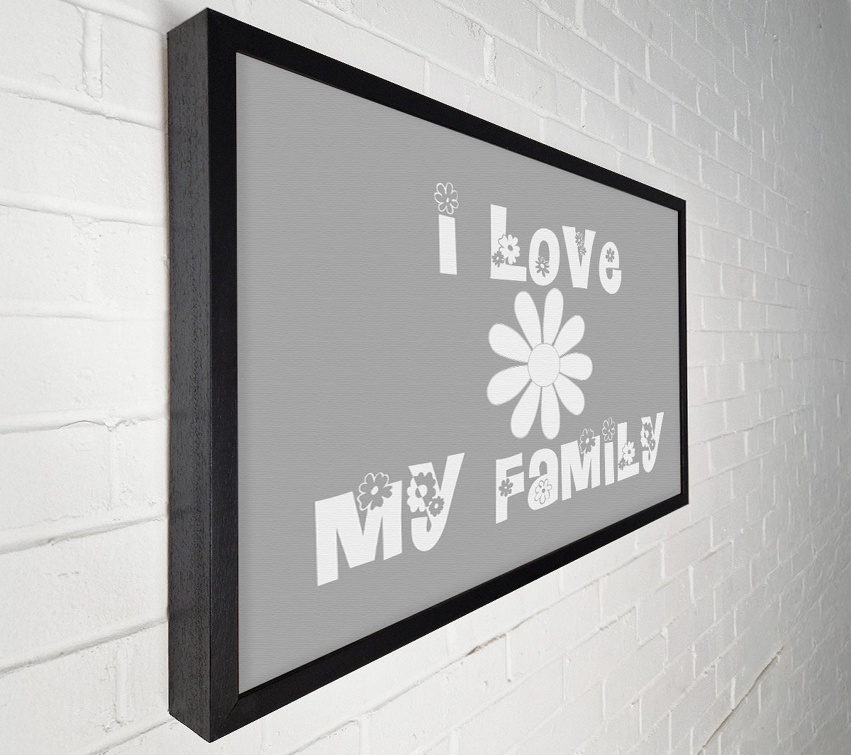 I Love My Family Grey White Canvas Art