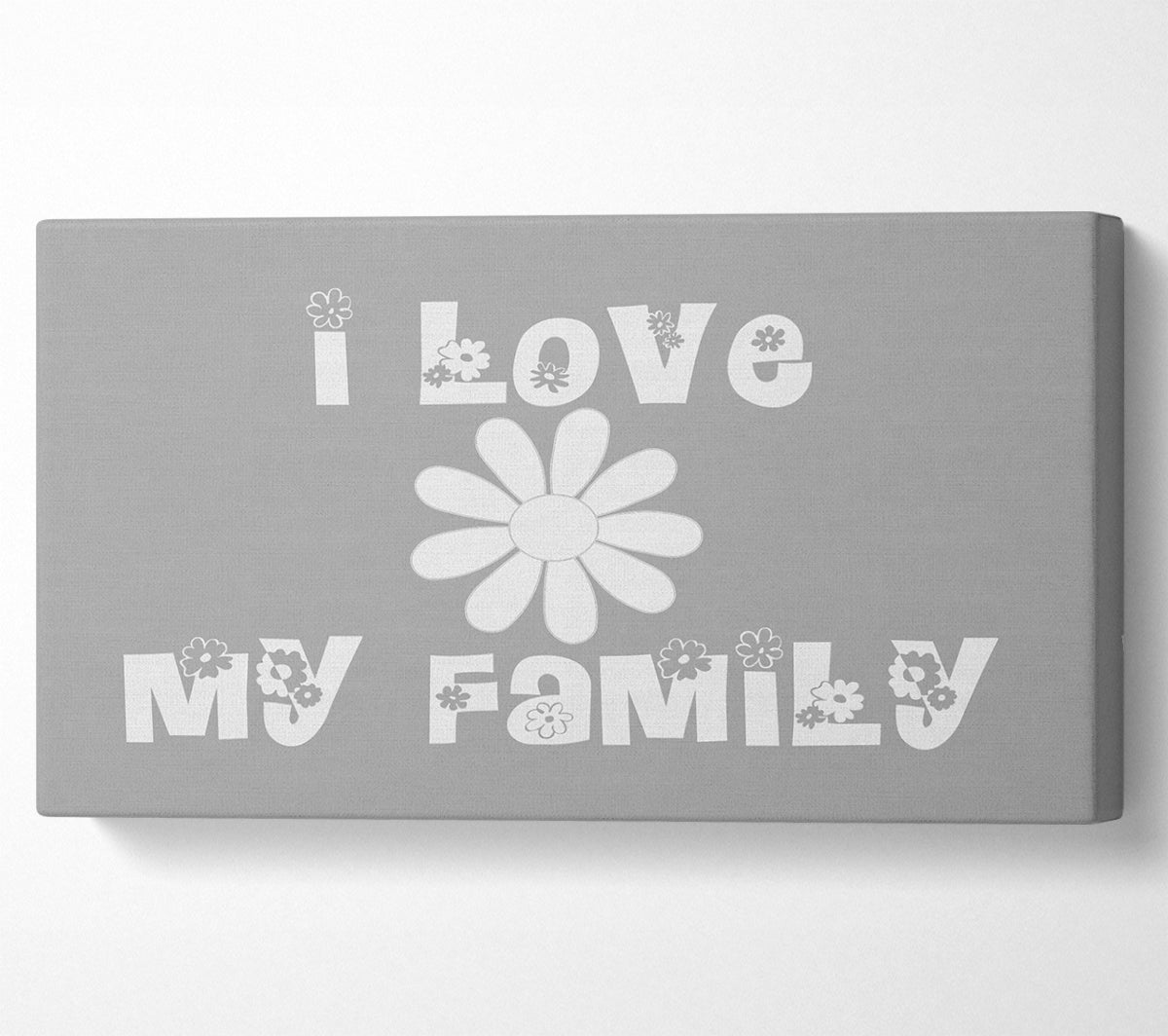 I Love My Family Grey White Canvas Art