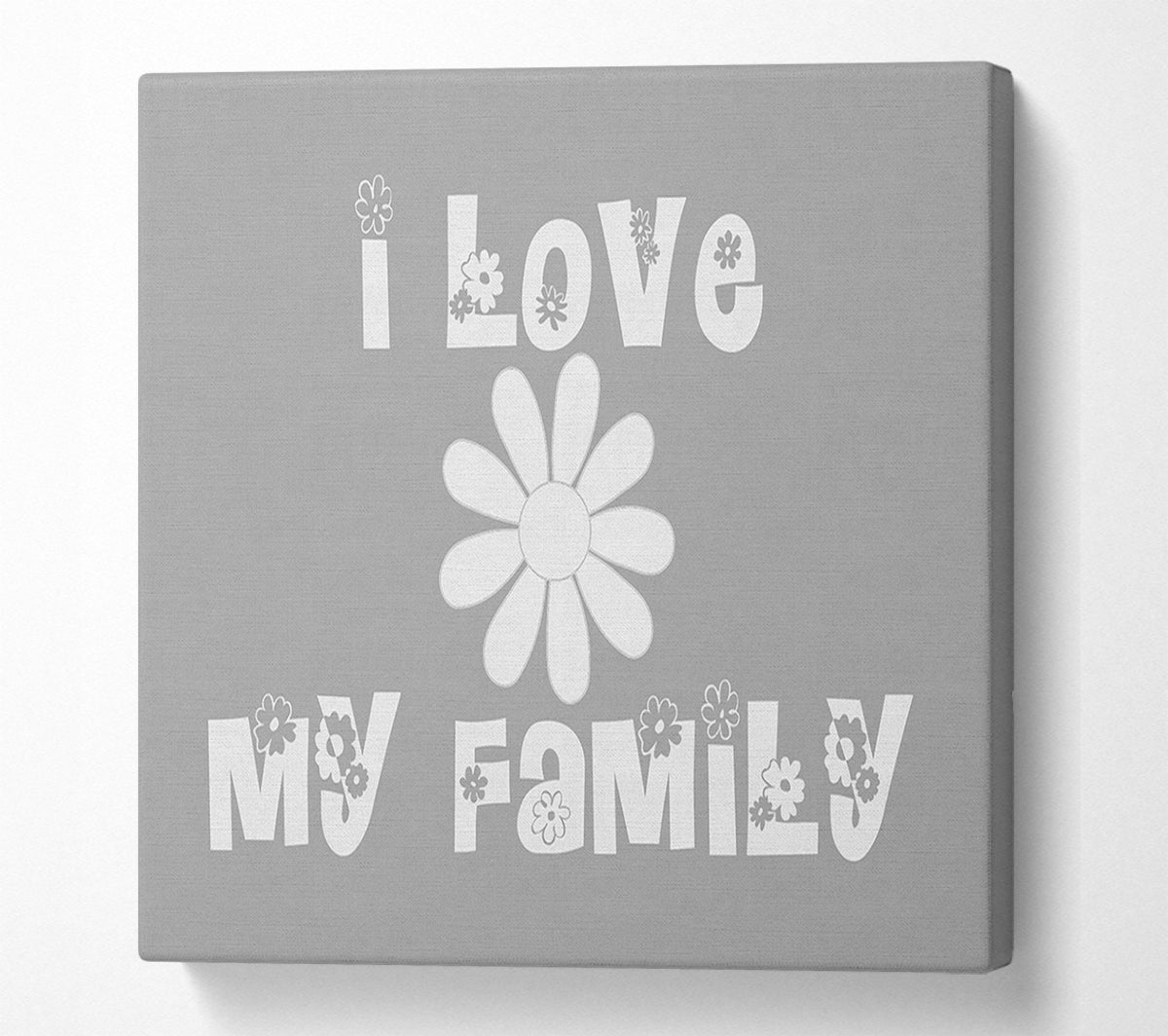 I Love My Family Grey White Canvas Art