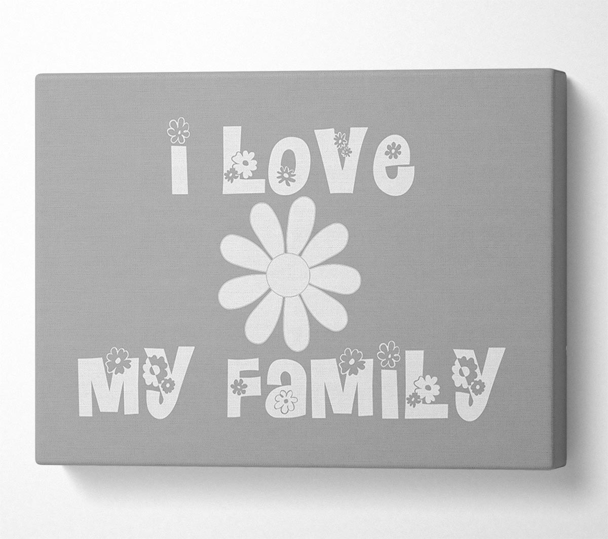 I Love My Family Grey White Canvas Art