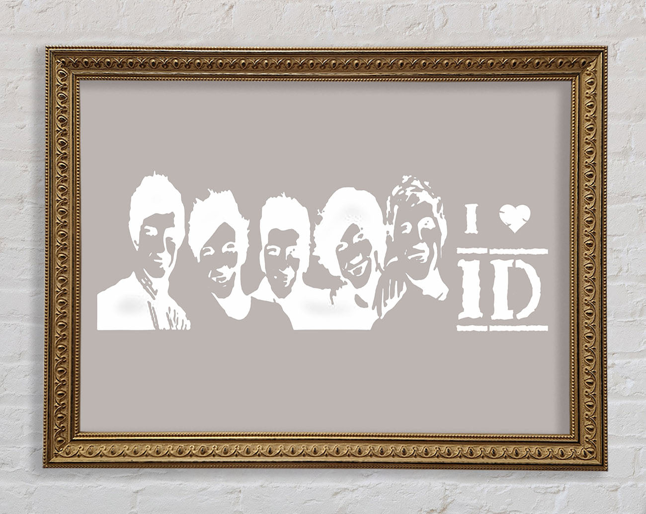 Music Quote I Love 1 Direction Beige Framed Print
