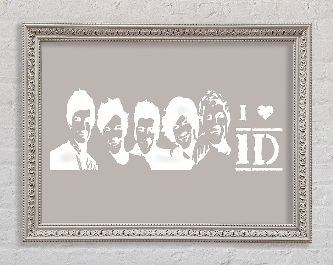 Music Quote I Love 1 Direction Beige Framed Print