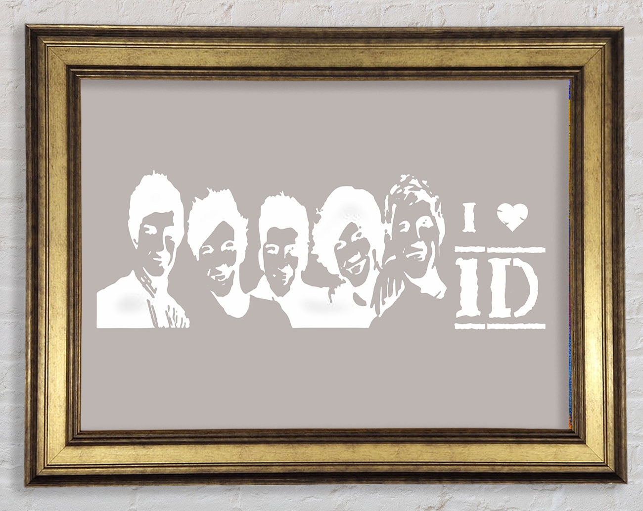 Music Quote I Love 1 Direction Beige Framed Print