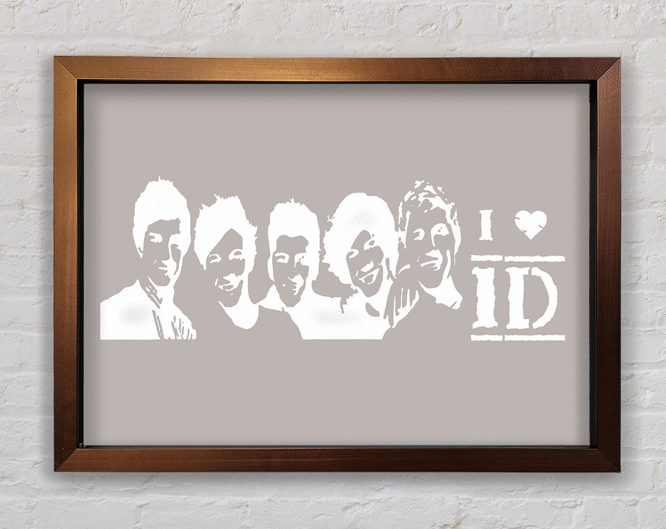 Music Quote I Love 1 Direction Beige Framed Print