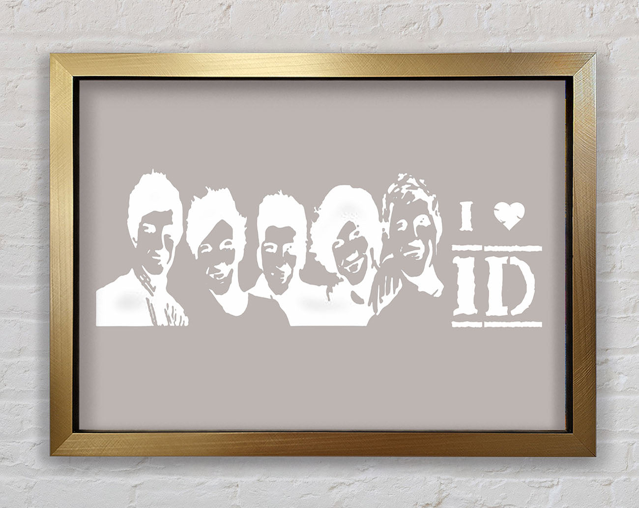 Music Quote I Love 1 Direction Beige Framed Print
