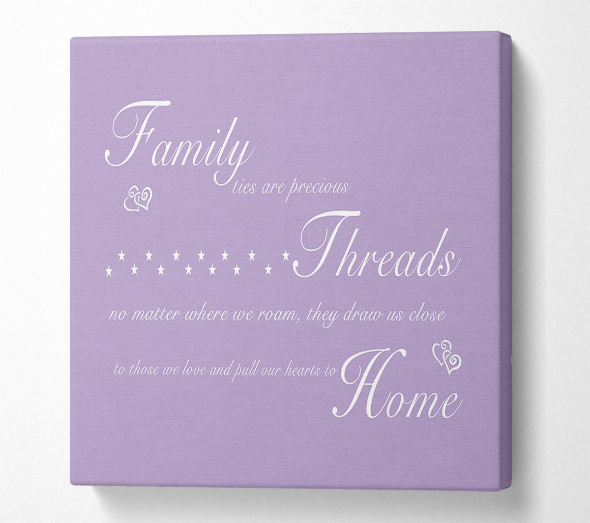 Family Quote Family Ties Are Precious Lilac Canvas Art