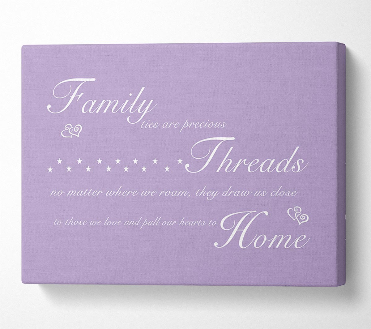 Family Quote Family Ties Are Precious Lilac Canvas Art