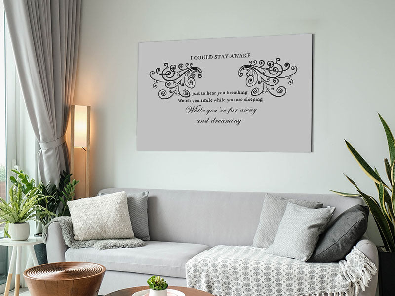 Music Quote I Could Stay Awake Aerosmith Grey Metal Print