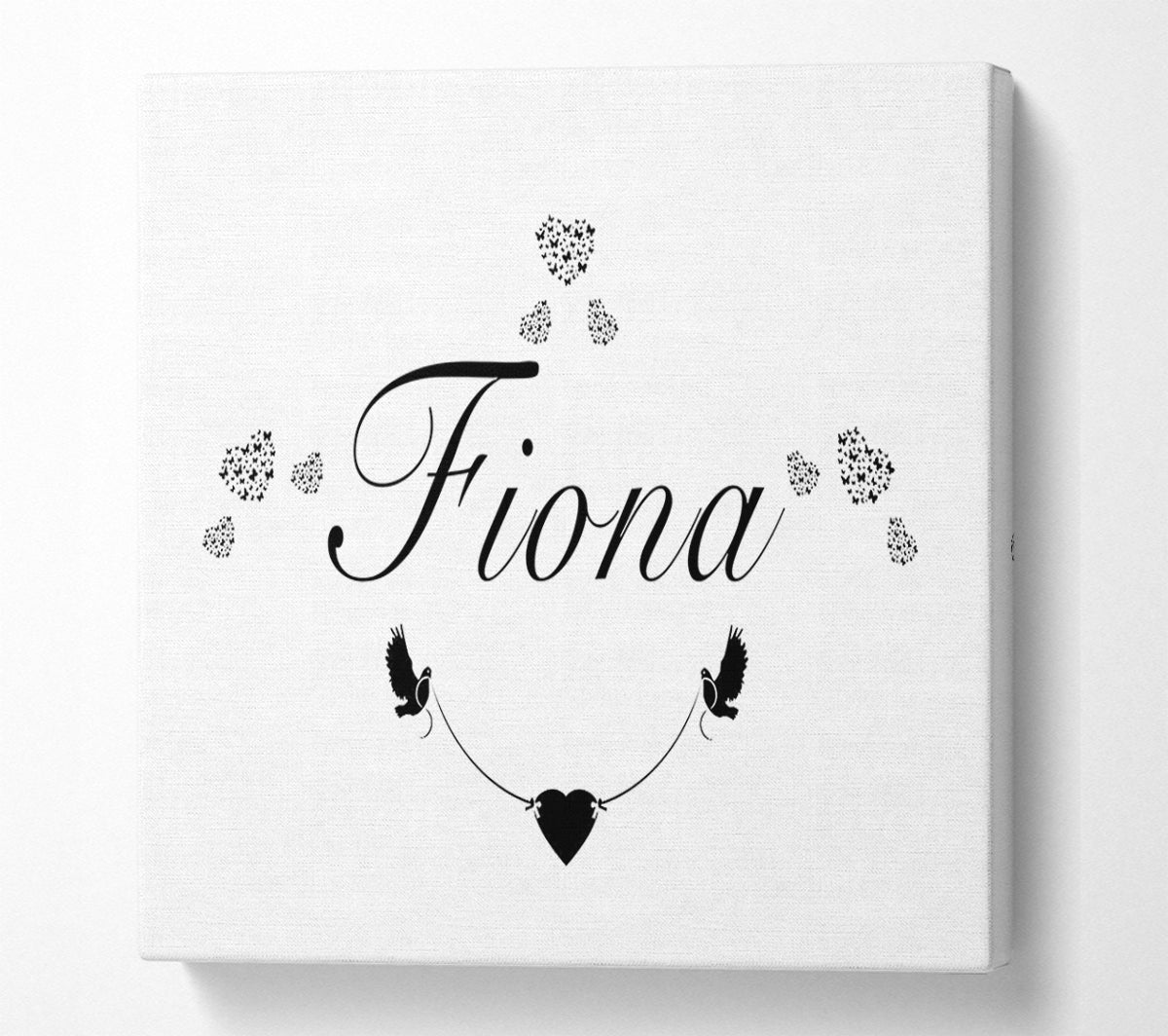 Your Name In Hearts White Canvas Wall Art