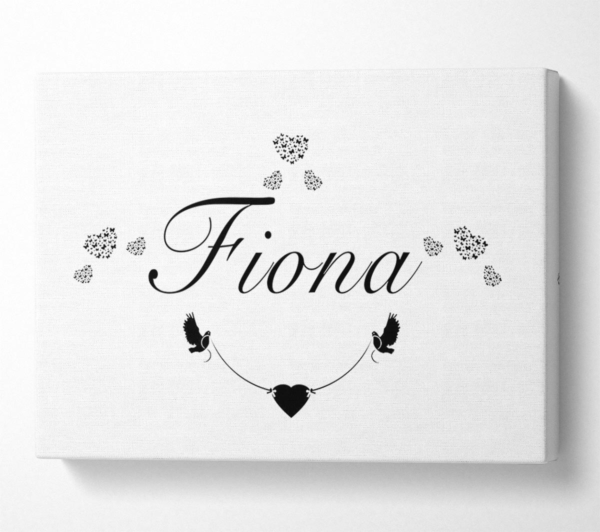 Your Name In Hearts White Canvas Wall Art