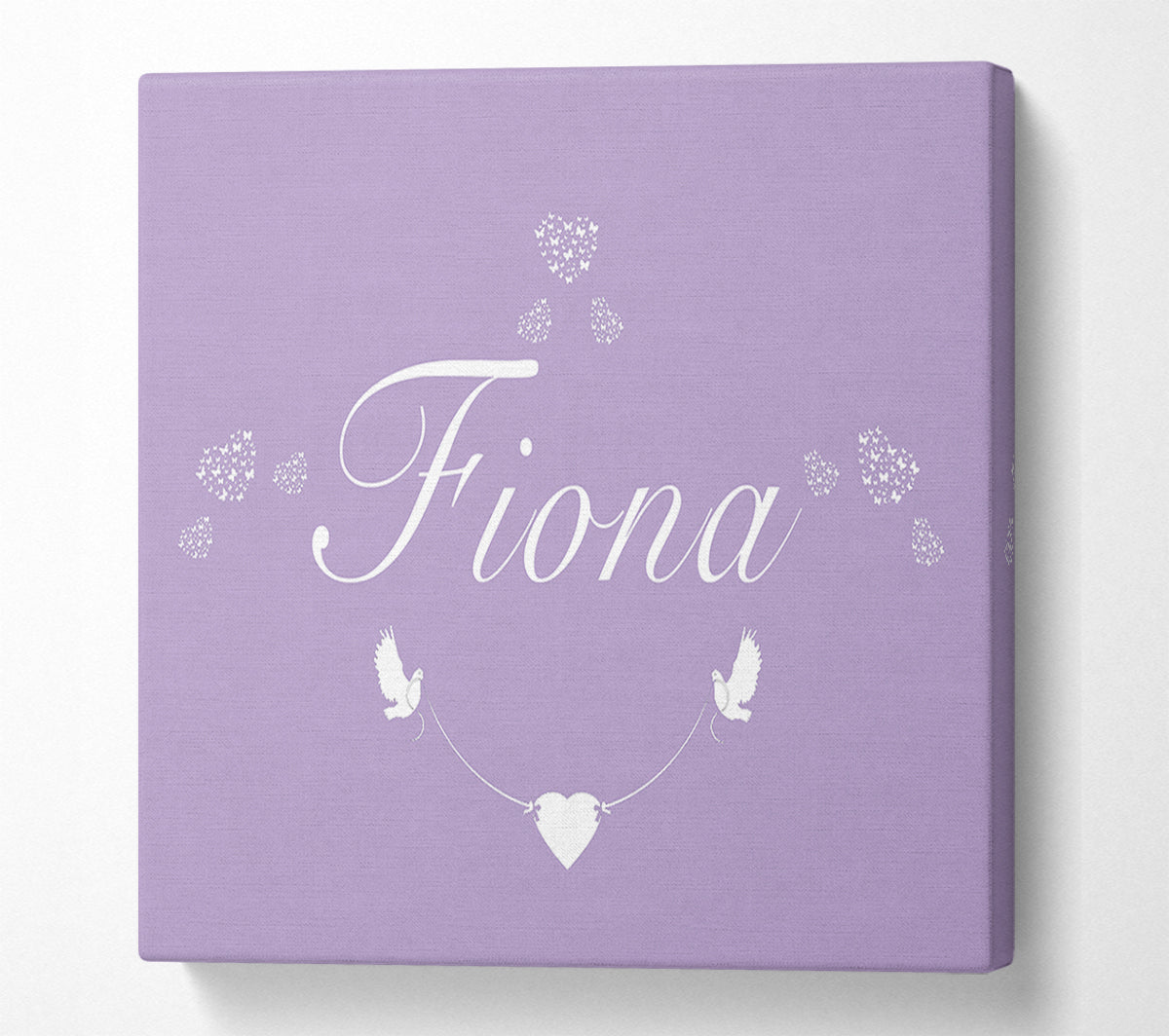 Your Name In Hearts Lilac Canvas Wall Art