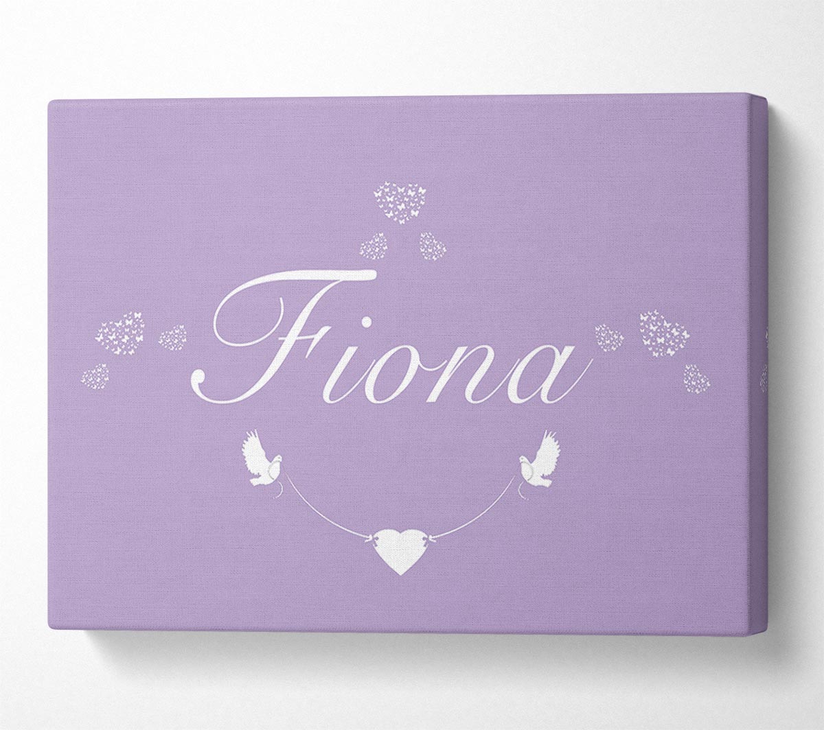 Your Name In Hearts Lilac Canvas Wall Art