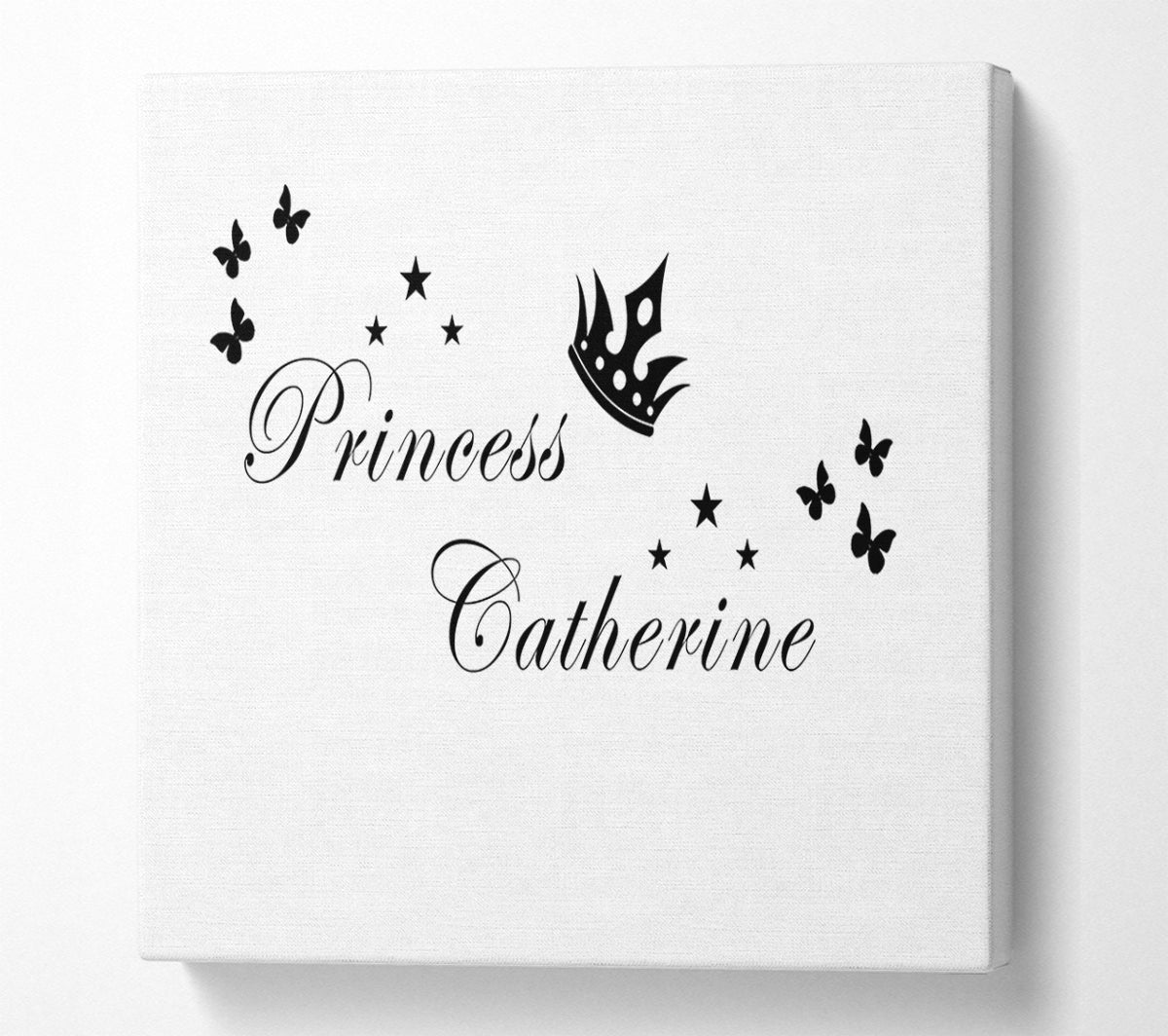 Your Own Name Princess 2 White Canvas Wall Art