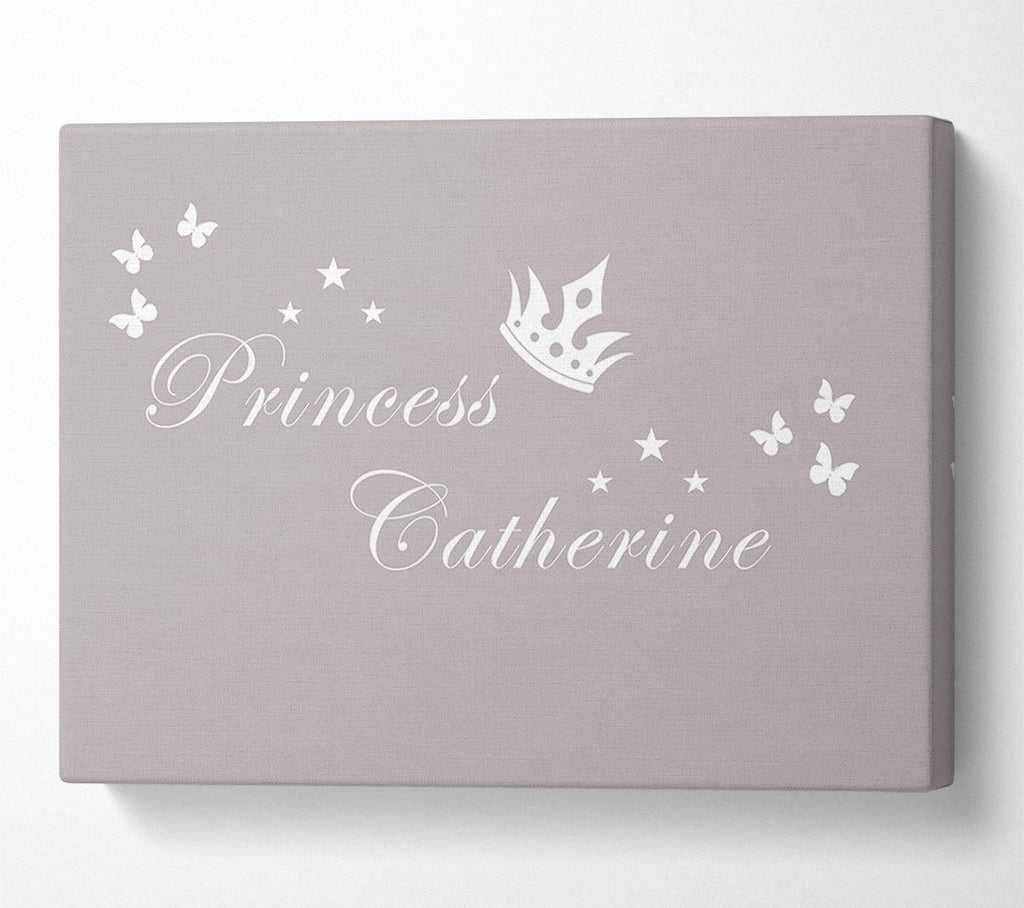 Your Own Name Princess 2 Beige Canvas Wall Art