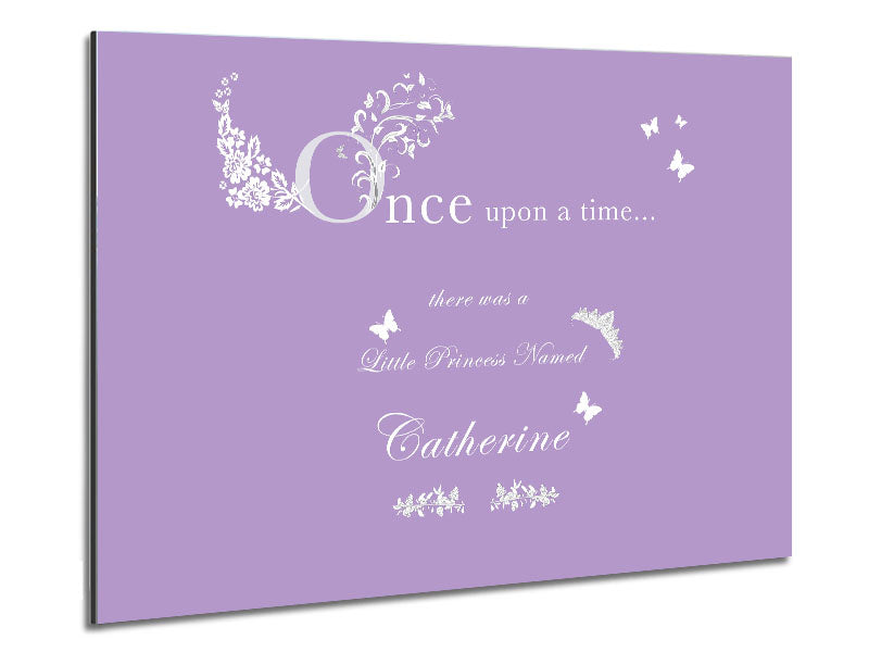 Girls Room Quote Once Upon A Time Your Name Lilac Metal Print