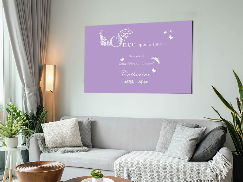 Girls Room Quote Once Upon A Time Your Name Lilac Metal Print