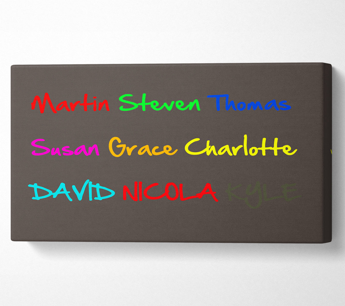 Your Name In A Choice Of Colours Chocolate Canvas Wall Art