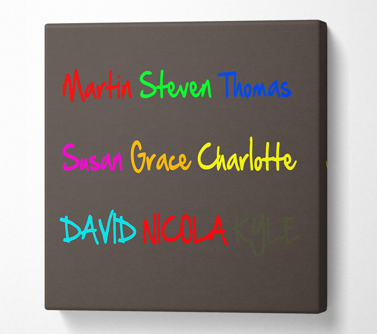 Your Name In A Choice Of Colours Chocolate Canvas Wall Art