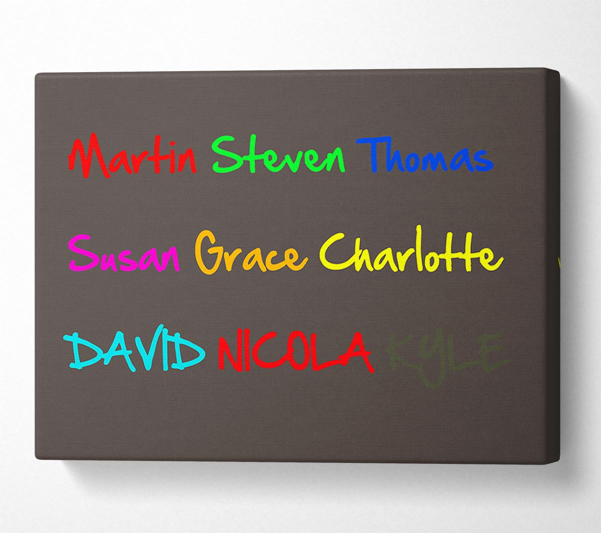 Your Name In A Choice Of Colours Chocolate Canvas Wall Art