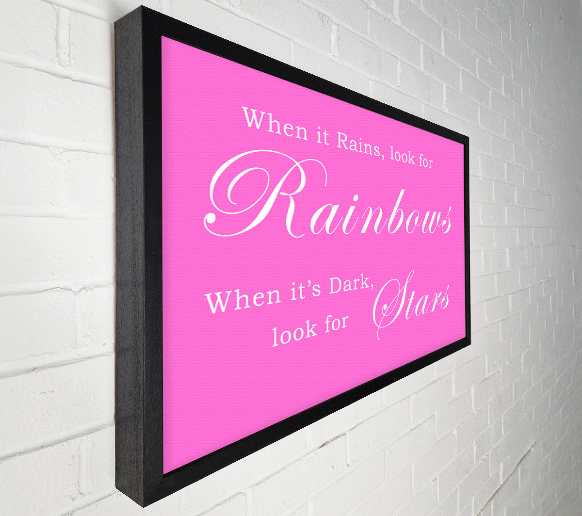 When It Rains Look For Rainbows Vivid Pink Canvas Wall Art