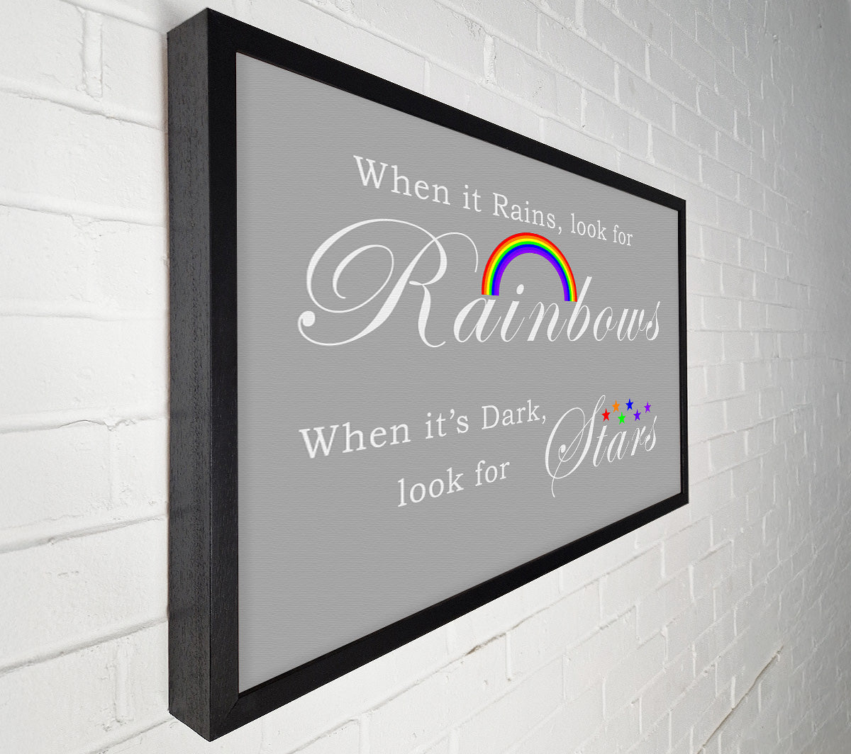 When It Rains Look For Rainbows 2 Grey White Canvas Wall Art
