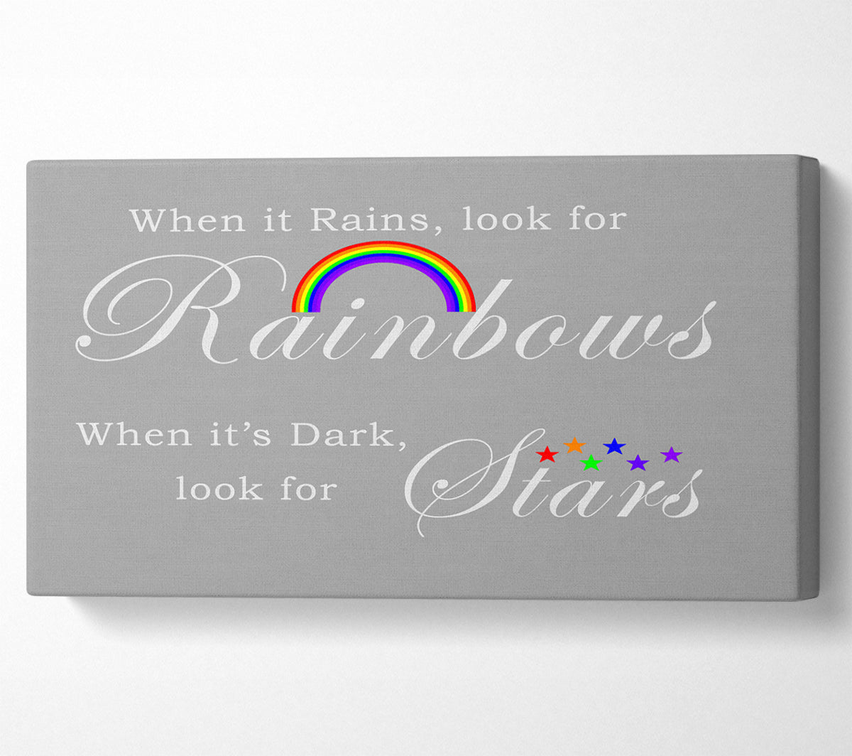 When It Rains Look For Rainbows 2 Grey White Canvas Wall Art