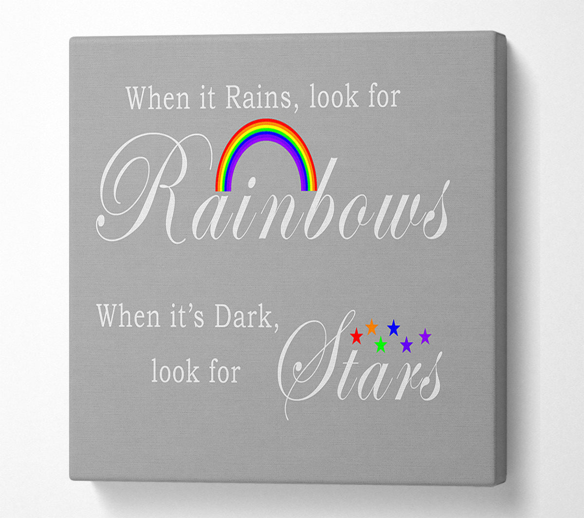 When It Rains Look For Rainbows 2 Grey White Canvas Wall Art