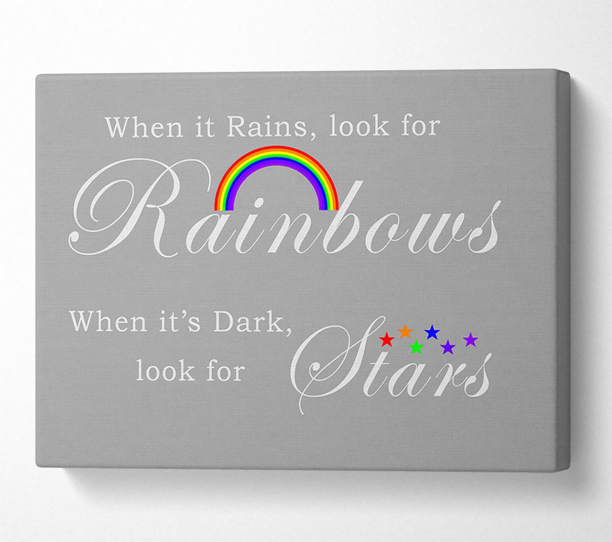 When It Rains Look For Rainbows 2 Grey White Canvas Wall Art