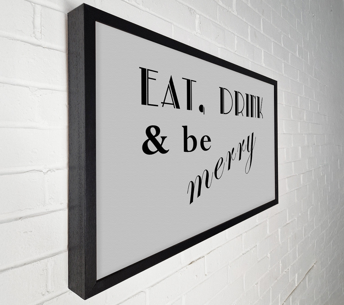 Kitchen Quote Eat Drink n Be Merry Grey Canvas Art