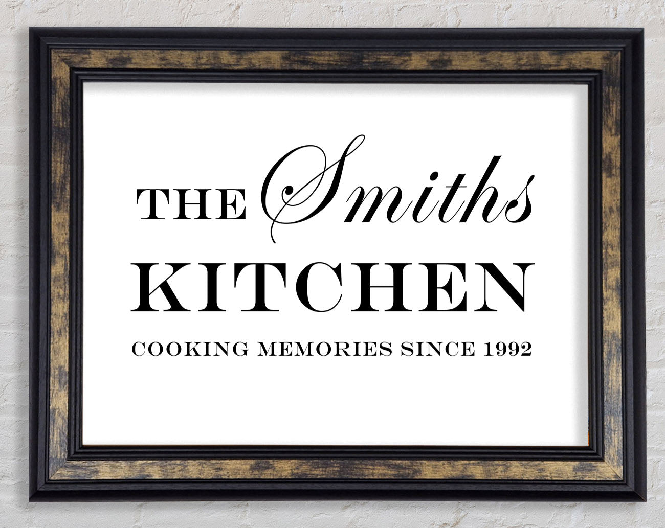 Kitchen Quote Your Family Name And Date Kitchen White Framed Print