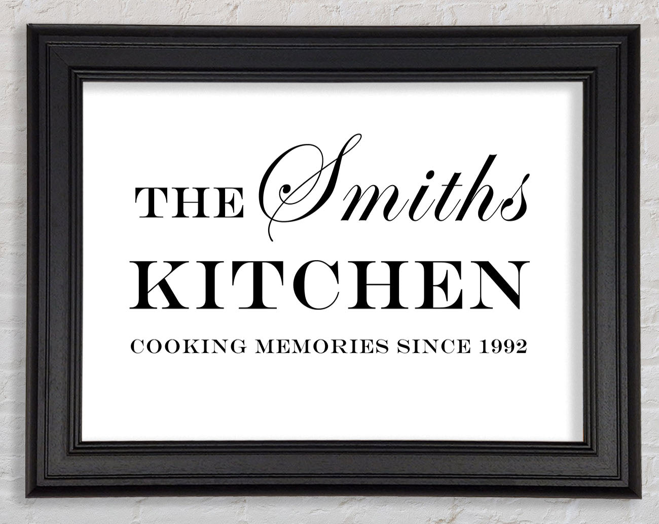Kitchen Quote Your Family Name And Date Kitchen White Framed Print