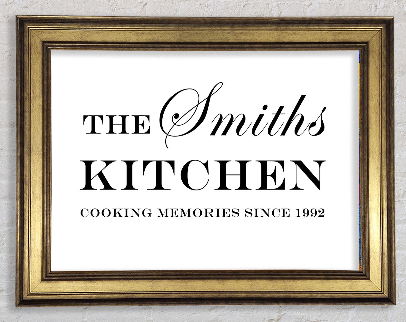 Kitchen Quote Your Family Name And Date Kitchen White Framed Print
