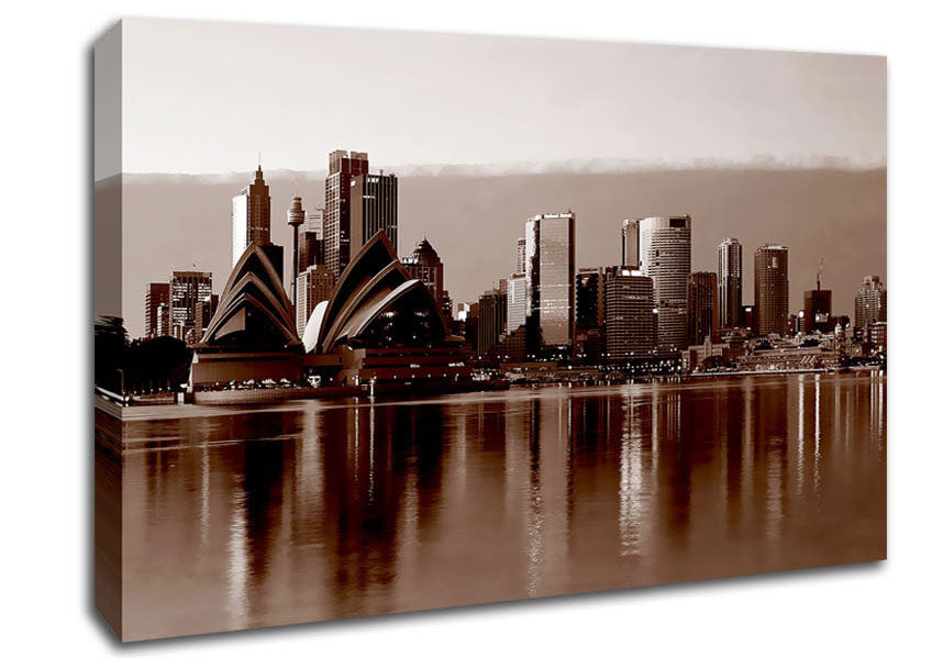 A View Of The Sydney Opera House Brown Canvas Print