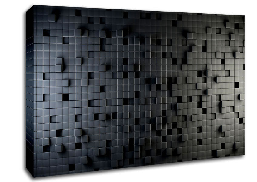3D Cubes Black Canvas Wall Art