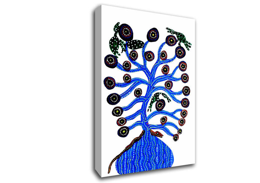 Aboriginal Blue Animal Tree Canvas Print