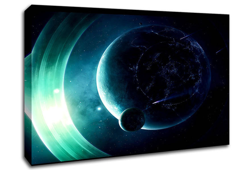 A Planet With Light Rings Canvas Art
