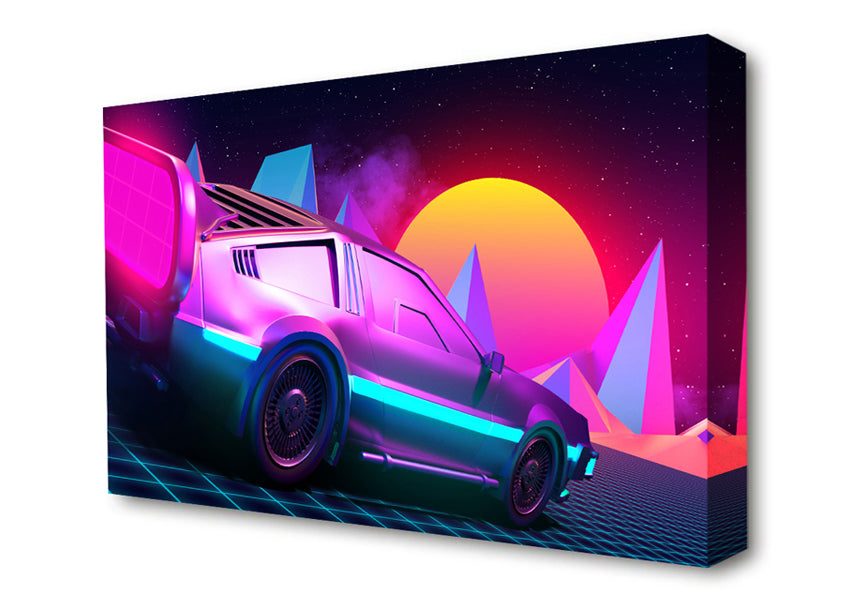 80S Delorean Colours Canvas Wall Art