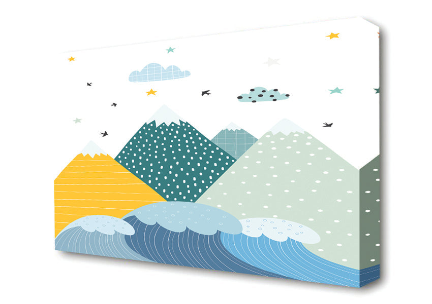 A Trio Of Mountains In The Clouds Canvas Art