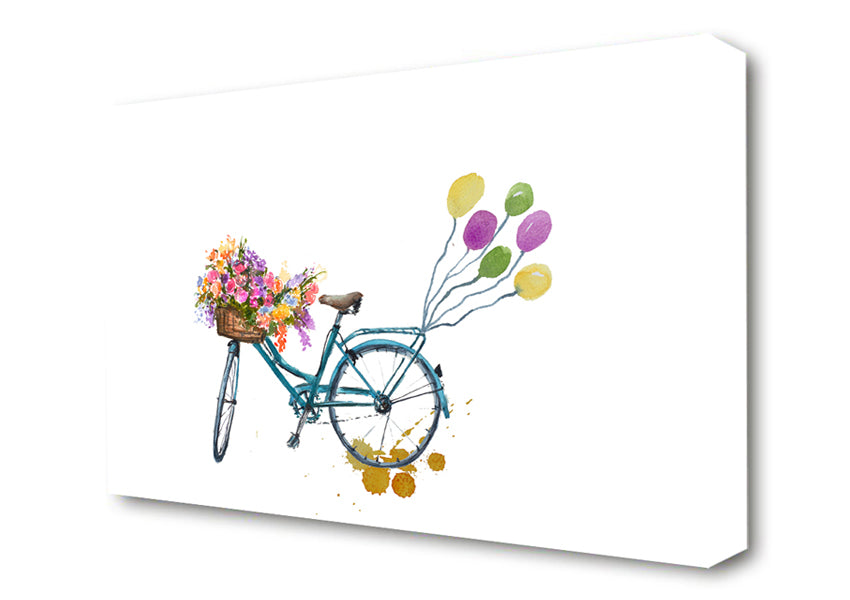 A Bike Pulling Balloons Canvas Print