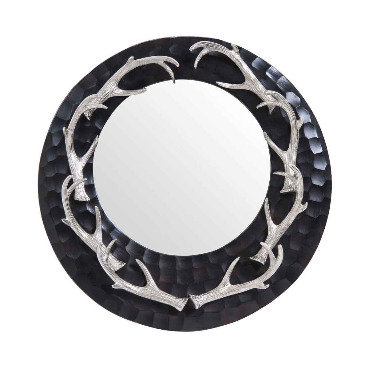 Stag Antler Brown and Nickel Finish Wall Mirror